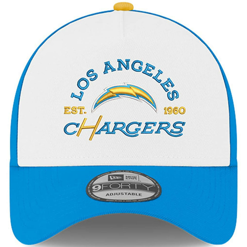 Los Angeles Chargers New Era Charger Power A-Frame 9FORTY Adjustable Hat - White/Powder Blue for sale