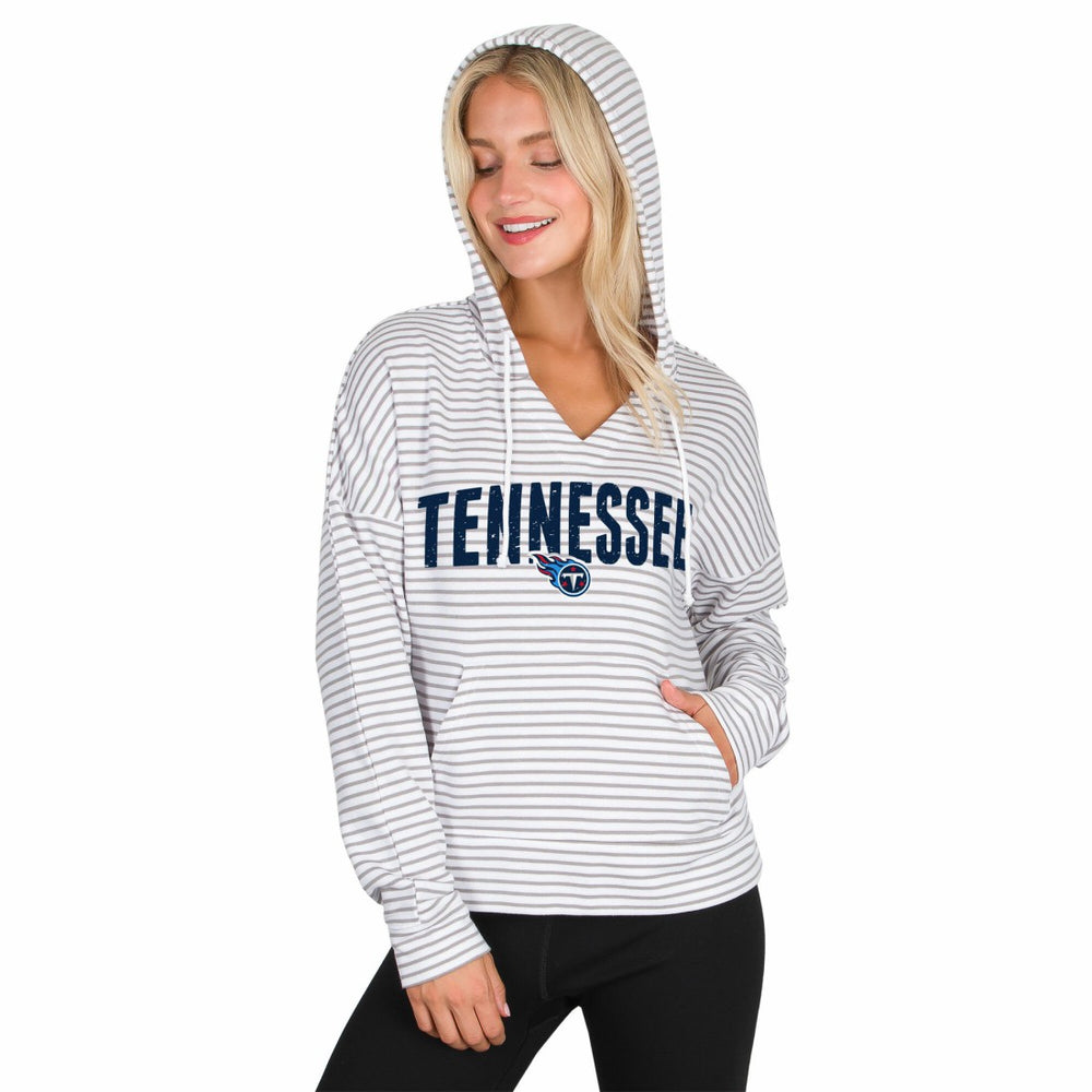 Tennessee Titans Concepts Sport Women's Liftoff Striped V-Neck Hoodie - White/Gray online