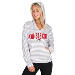Kansas City Chiefs Concepts Sport Women's Liftoff Striped V-Neck Hoodie - White/Gray online