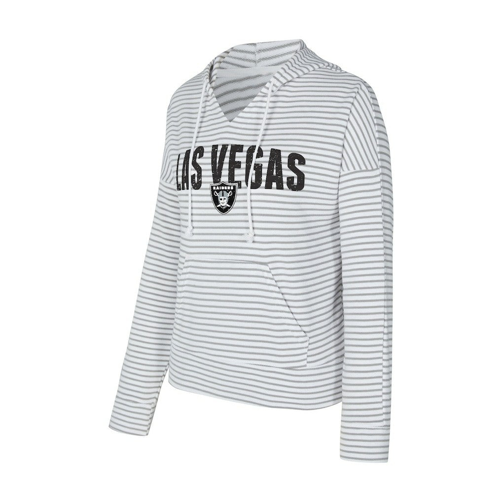 Las Vegas Raiders Concepts Sport Women's Liftoff Striped V-Neck Hoodie - White/Gray online