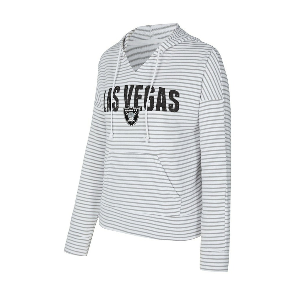 Las Vegas Raiders Concepts Sport Women's Liftoff Striped V-Neck Hoodie - White/Gray online