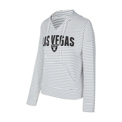 Las Vegas Raiders Concepts Sport Women's Liftoff Striped V-Neck Hoodie - White/Gray online
