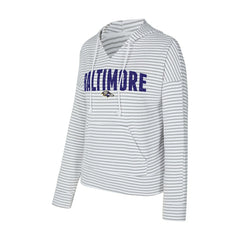 Baltimore Ravens Concepts Sport Women's Liftoff Striped V-Neck Hoodie - White/Gray sale