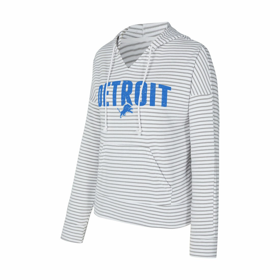 Detroit Lions Concepts Sport Women's Liftoff Striped V-Neck Hoodie - White/Gray on sale