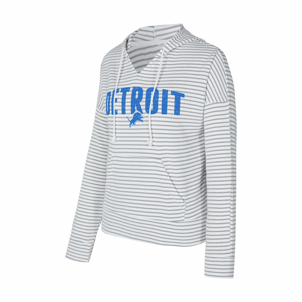 Detroit Lions Concepts Sport Women's Liftoff Striped V-Neck Hoodie - White/Gray on sale