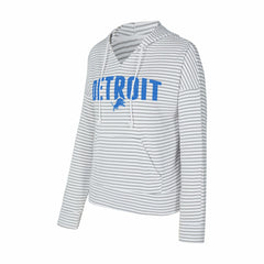 Detroit Lions Concepts Sport Women's Liftoff Striped V-Neck Hoodie - White/Gray on sale