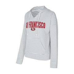 San Francisco 49ers Concepts Sport Women's Liftoff Striped V-Neck Hoodie - White/Gray sale