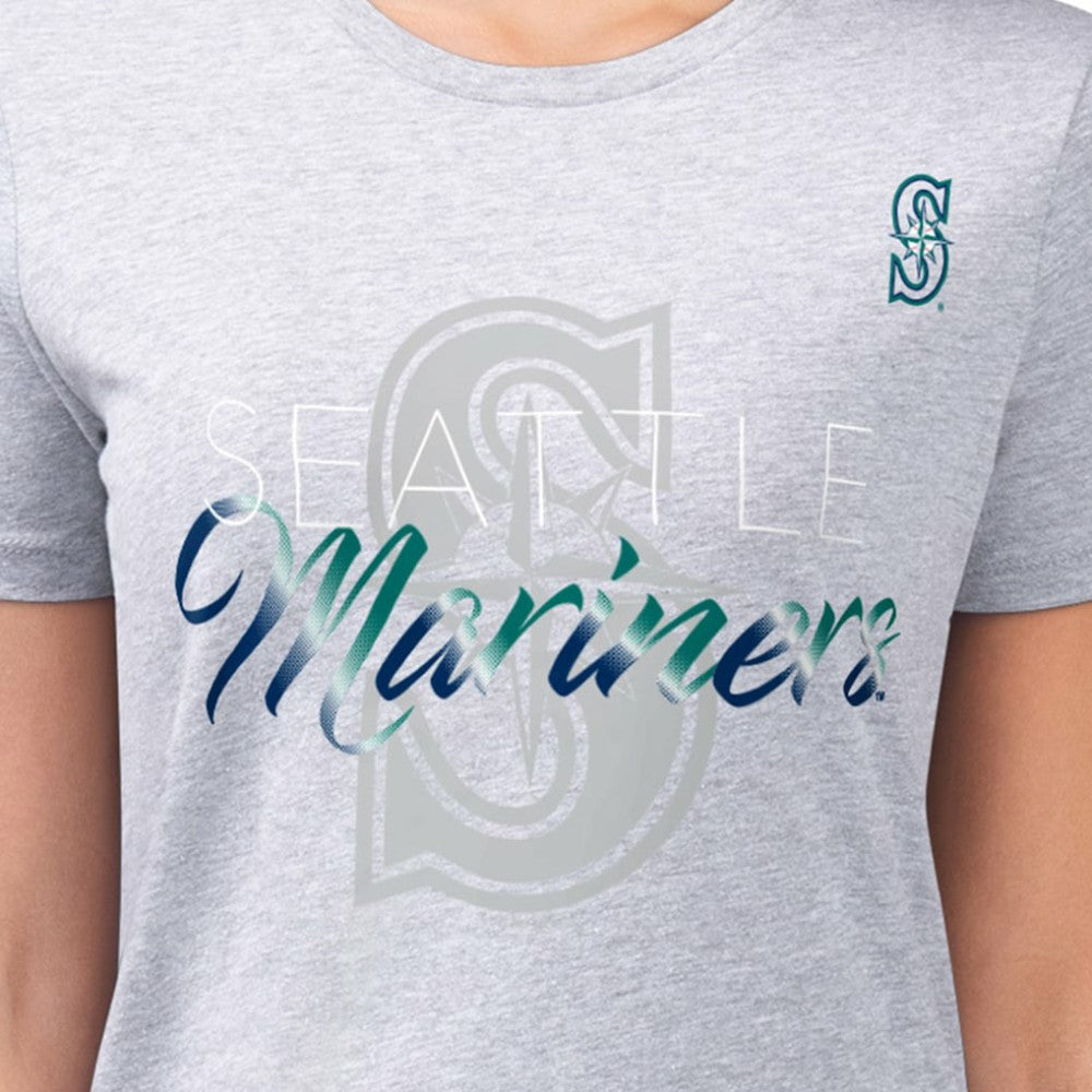 Seattle Mariners G-III 4Her by Carl Banks Women's Super-Slim Fit Lightweight Shadow Logo Graphic T-Shirt Heather Gray