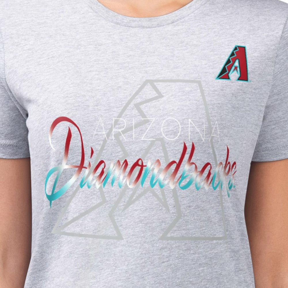 Arizona Diamondbacks G-III 4Her by Carl Banks Women's Super-Slim Fit Lightweight Shadow Logo Graphic T-Shirt Heather Gray