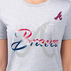 Atlanta Braves G-III 4Her by Carl Banks Women's Super-Slim Fit Lightweight Shadow Logo Graphic T-Shirt Heather Gray