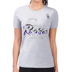 Colorado Rockies G-III 4Her by Carl Banks Women's Super-Slim Fit Lightweight Shadow Logo Graphic T-Shirt Heather Gray