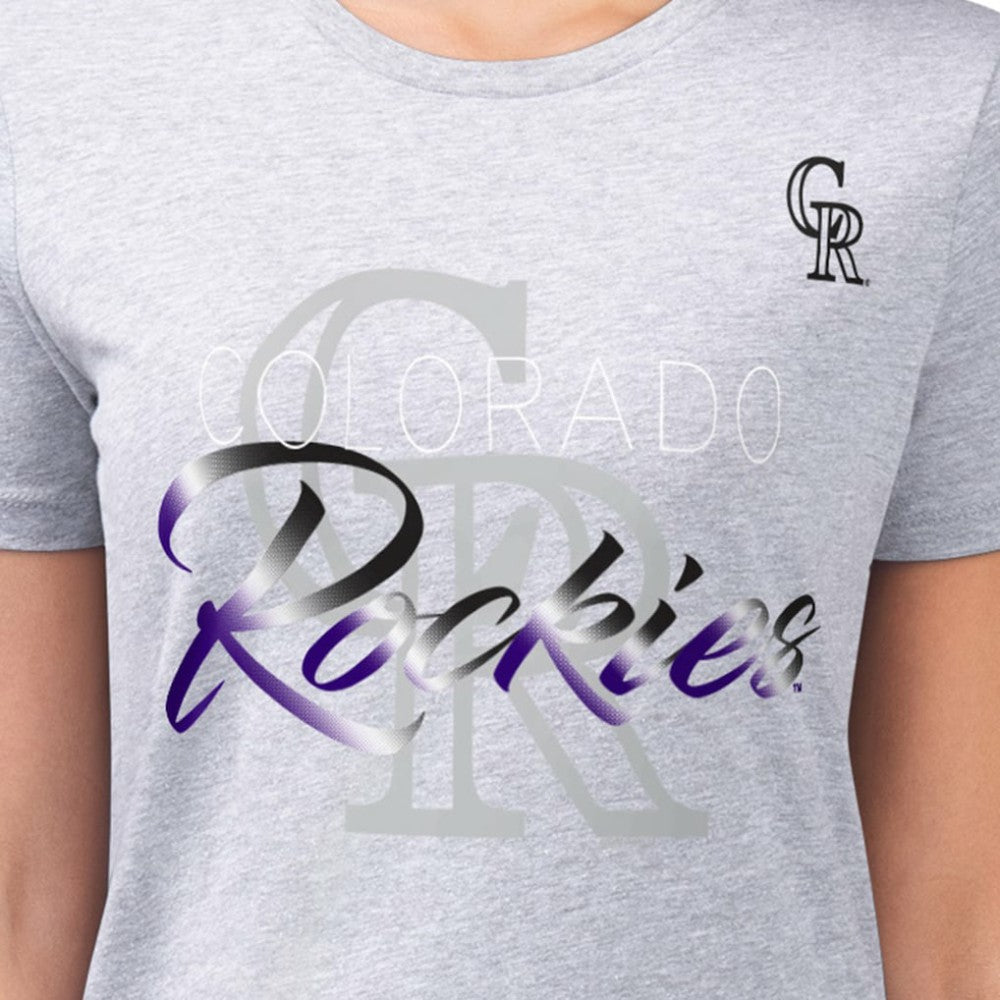 Colorado Rockies G-III 4Her by Carl Banks Women's Super-Slim Fit Lightweight Shadow Logo Graphic T-Shirt Heather Gray