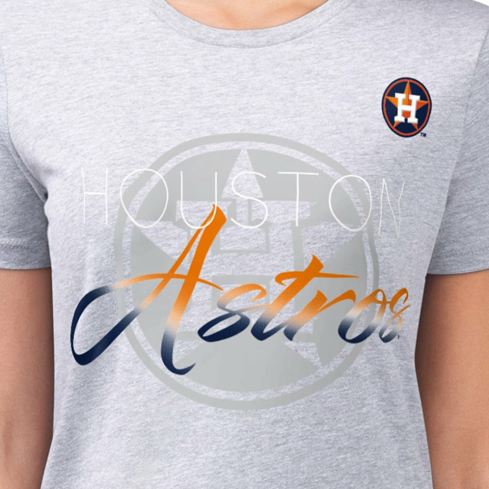 Houston Astros G-III 4Her by Carl Banks Women's Super-Slim Fit Lightweight Shadow Logo Graphic T-Shirt Heather Gray