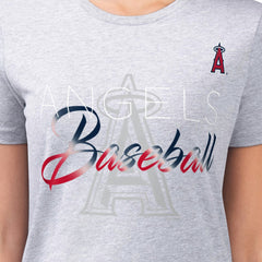 Los Angeles Angels G-III 4Her by Carl Banks Women's Super-Slim Fit Lightweight Shadow Logo Graphic T-Shirt Heather Gray