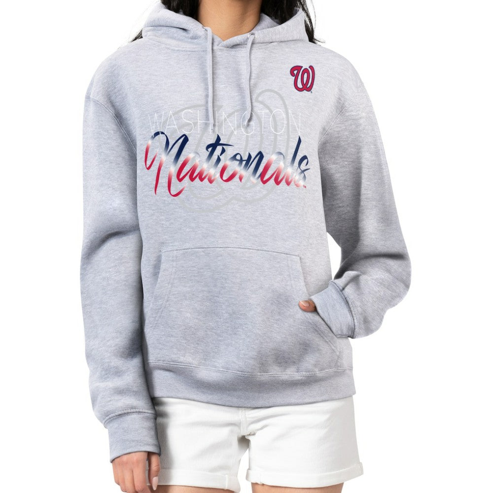Washington Nationals G-III 4Her by Carl Banks Women's Shadow Logo Graphic Pullover Hoodie Heather Gray