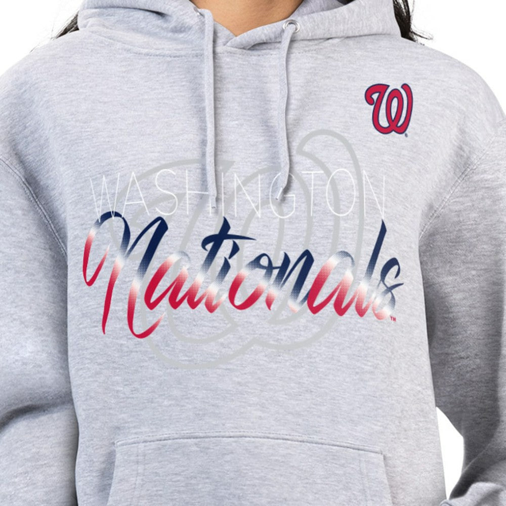 Washington Nationals G-III 4Her by Carl Banks Women's Shadow Logo Graphic Pullover Hoodie Heather Gray