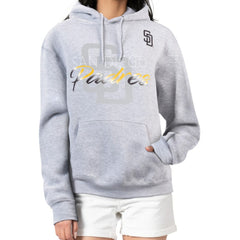 San Diego Padres G-III 4Her by Carl Banks Women's Shadow Logo Graphic Pullover Hoodie Heather Gray