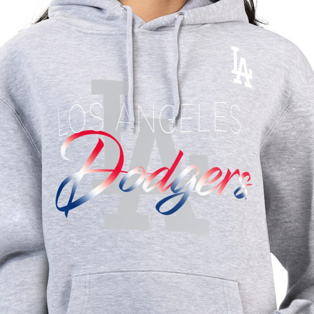 Los Angeles Dodgers G-III 4Her by Carl Banks Women's Shadow Logo Graphic Pullover Hoodie Heather Gray