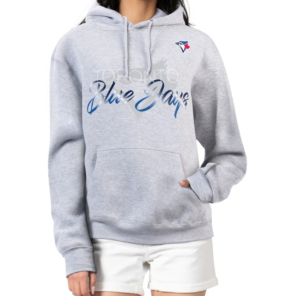 Toronto Blue Jays G-III 4Her by Carl Banks Women's Shadow Logo Graphic Pullover Hoodie Heather Gray