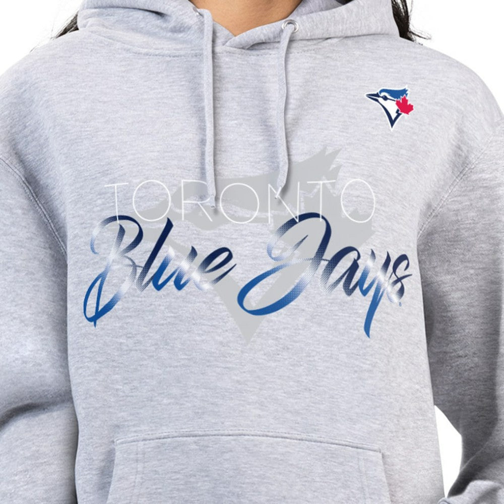 Toronto Blue Jays G-III 4Her by Carl Banks Women's Shadow Logo Graphic Pullover Hoodie Heather Gray