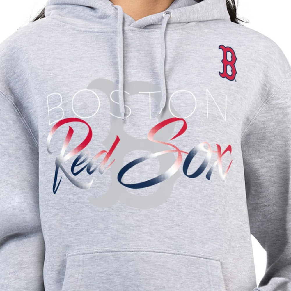 Boston Red Sox G-III 4Her by Carl Banks Women's Shadow Logo Graphic Pullover Hoodie Heather Gray