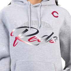 Cincinnati Reds G-III 4Her by Carl Banks Women's Shadow Logo Graphic Pullover Hoodie Heather Gray