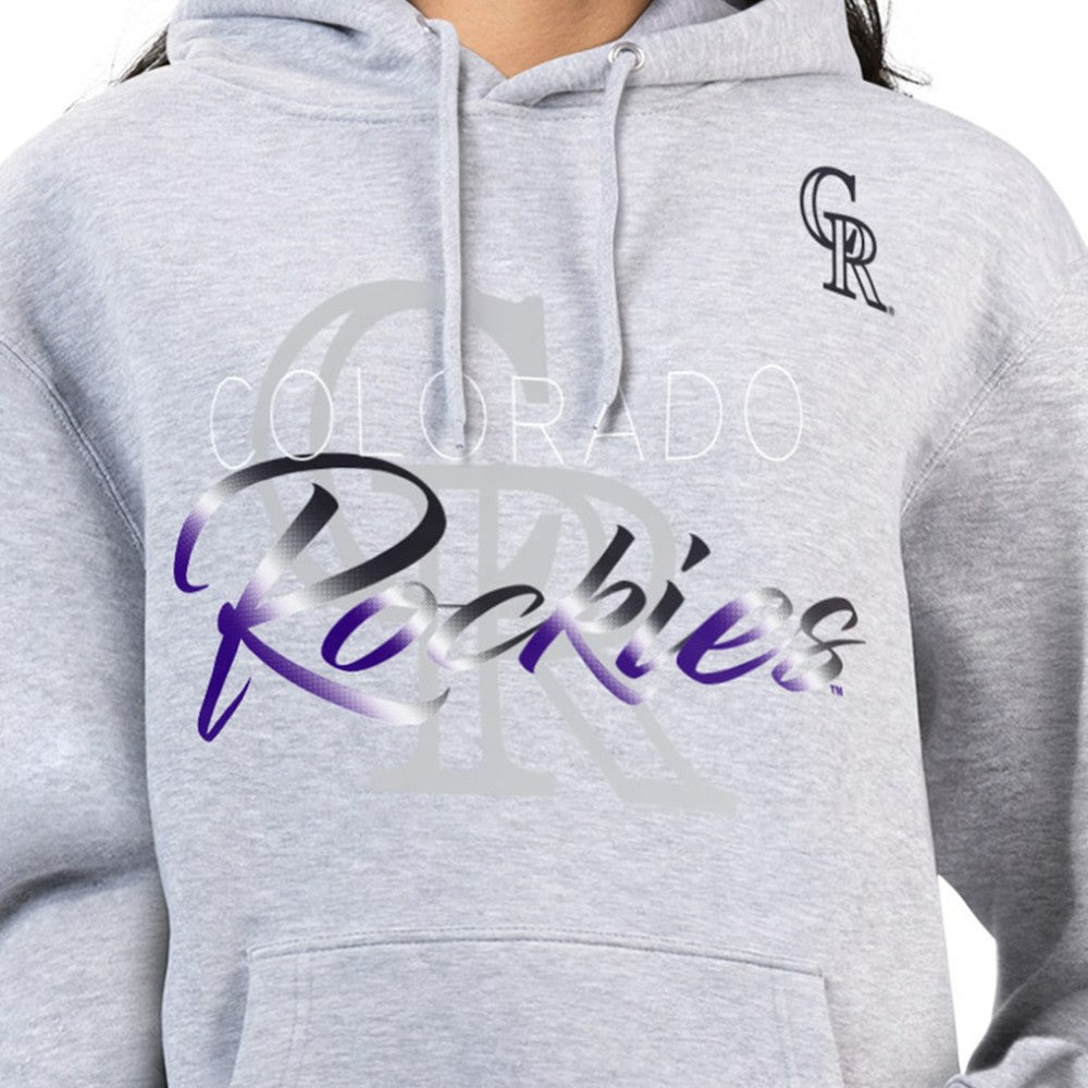 Colorado Rockies G-III 4Her by Carl Banks Women's Shadow Logo Graphic Pullover Hoodie Heather Gray