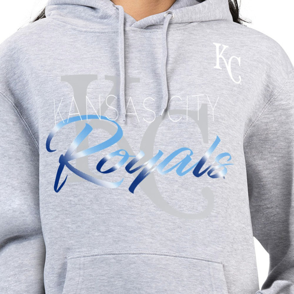 Kansas City Royals G-III 4Her by Carl Banks Women's Shadow Logo Graphic Pullover Hoodie Heather Gray