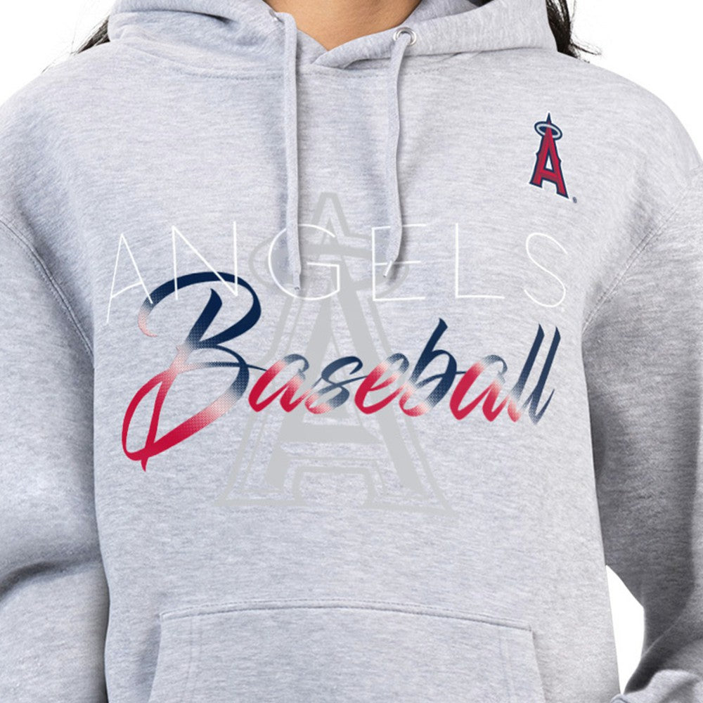 Los Angeles Angels G-III 4Her by Carl Banks Women's Shadow Logo Graphic Pullover Hoodie Heather Gray