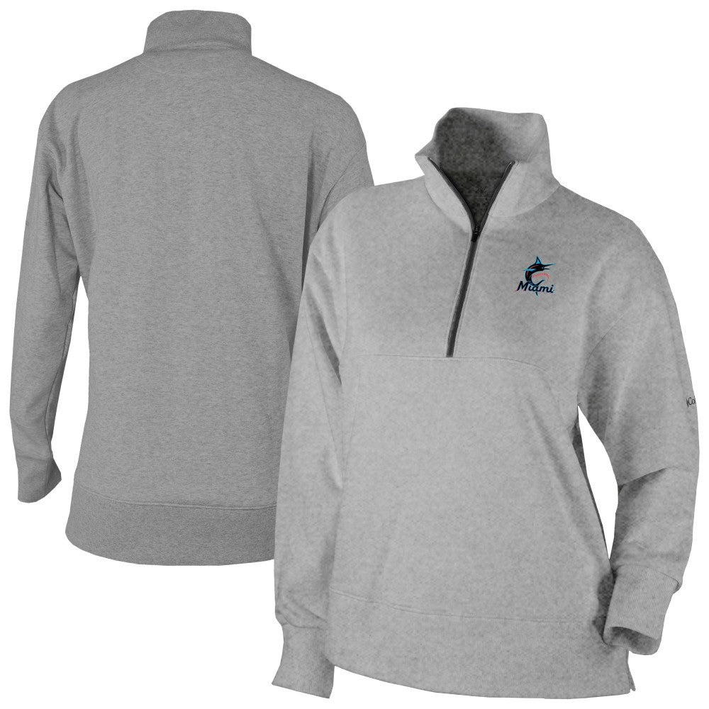 Miami Marlins Women's Birchwood Hills Quarter-Zip Pullover Gray