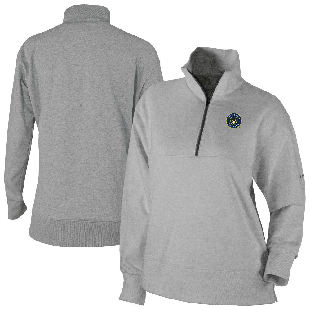 Milwaukee Brewers Women's Birchwood Hills Quarter-Zip Pullover Gray