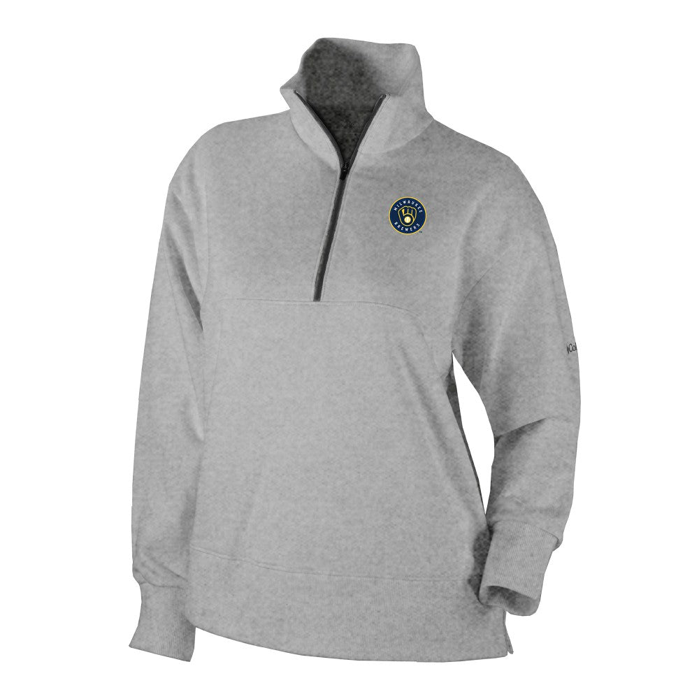 Milwaukee Brewers Women's Birchwood Hills Quarter-Zip Pullover Gray