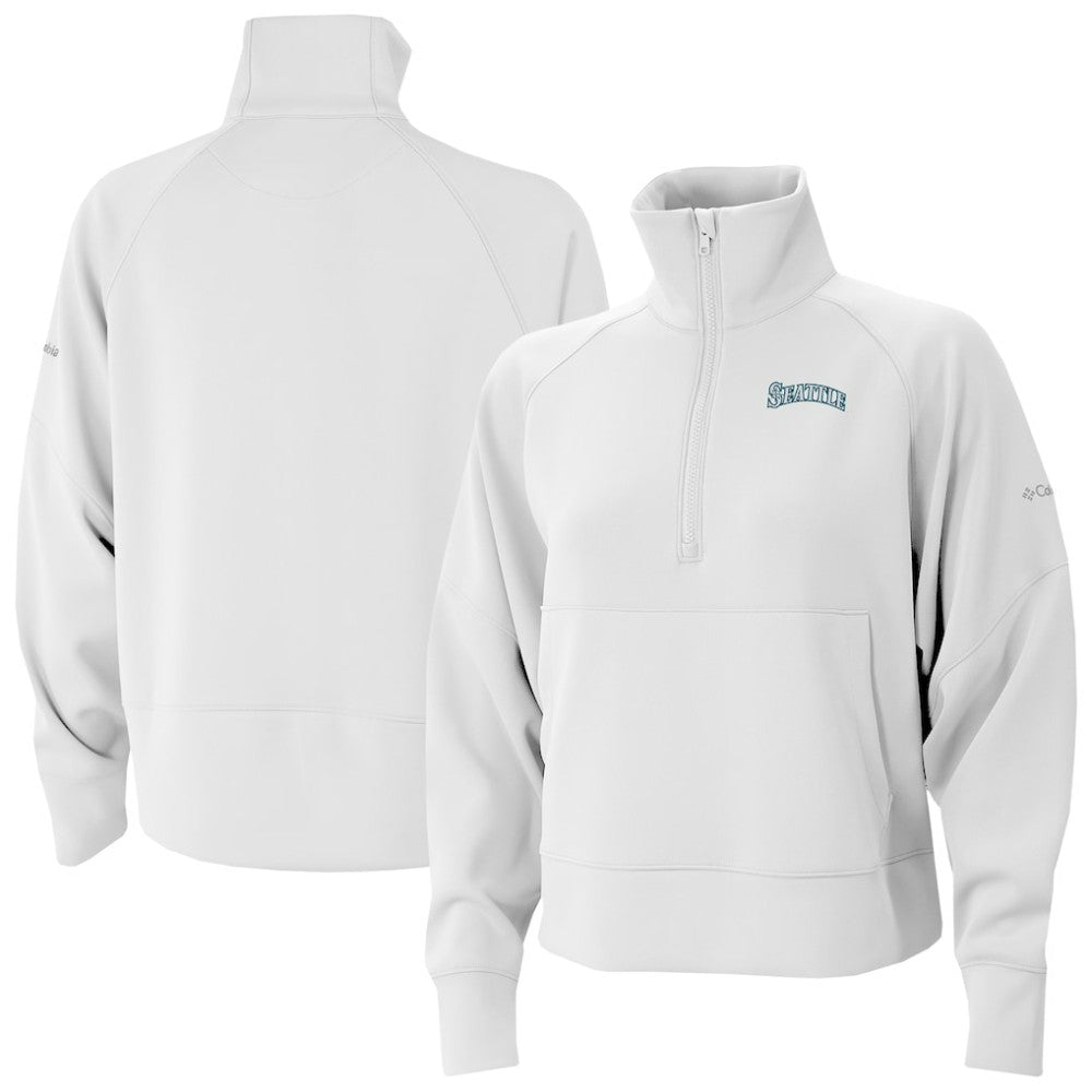 Seattle Mariners Women's Wickhams Hills Raglan Omni-Wick Quarter-Zip Pullover White