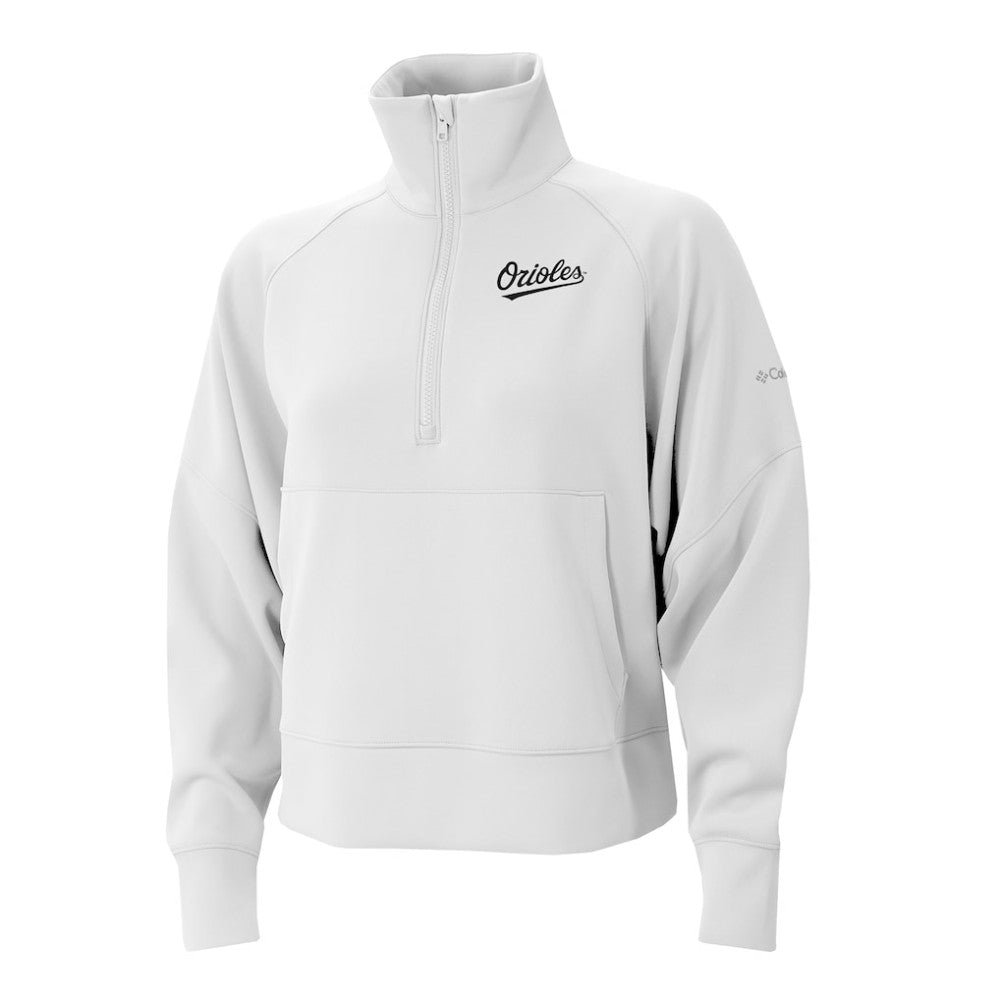 Baltimore Orioles Women's Wickhams Hills Raglan Omni-Wick Quarter-Zip Pullover White