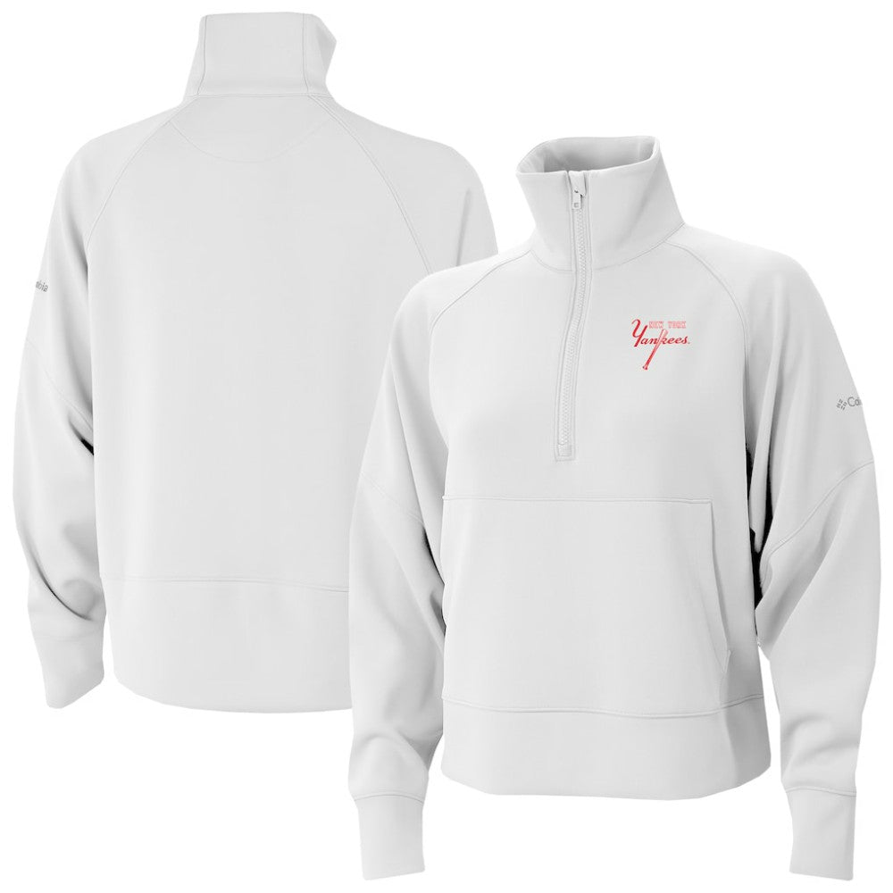 New York Yankees Women's Wickhams Hills Raglan Omni-Wick Quarter-Zip Pullover White