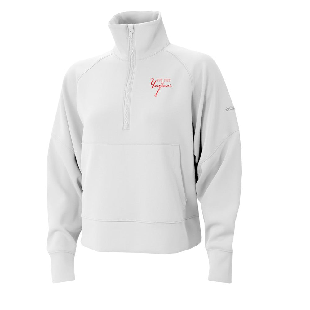 New York Yankees Women's Wickhams Hills Raglan Omni-Wick Quarter-Zip Pullover White