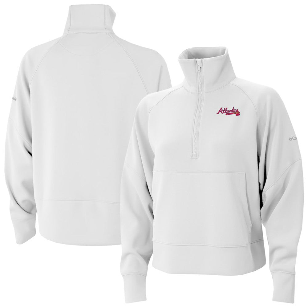 Atlanta Braves Women's Wickhams Hills Raglan Omni-Wick Quarter-Zip Pullover White