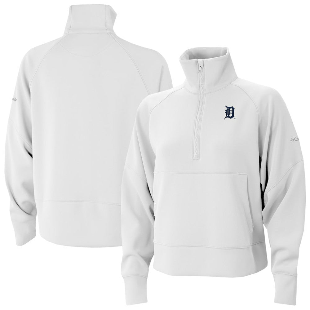 Detroit Tigers Women's Wickhams Hills Raglan Omni-Wick Quarter-Zip Pullover White