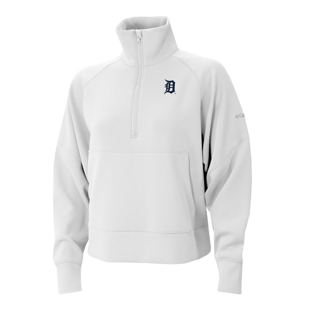 Detroit Tigers Women's Wickhams Hills Raglan Omni-Wick Quarter-Zip Pullover White