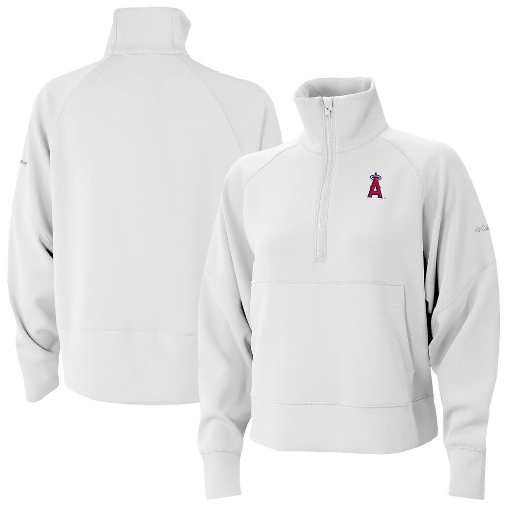 Los Angeles Angels Women's Wickhams Hills Raglan Omni-Wick Quarter-Zip Pullover White