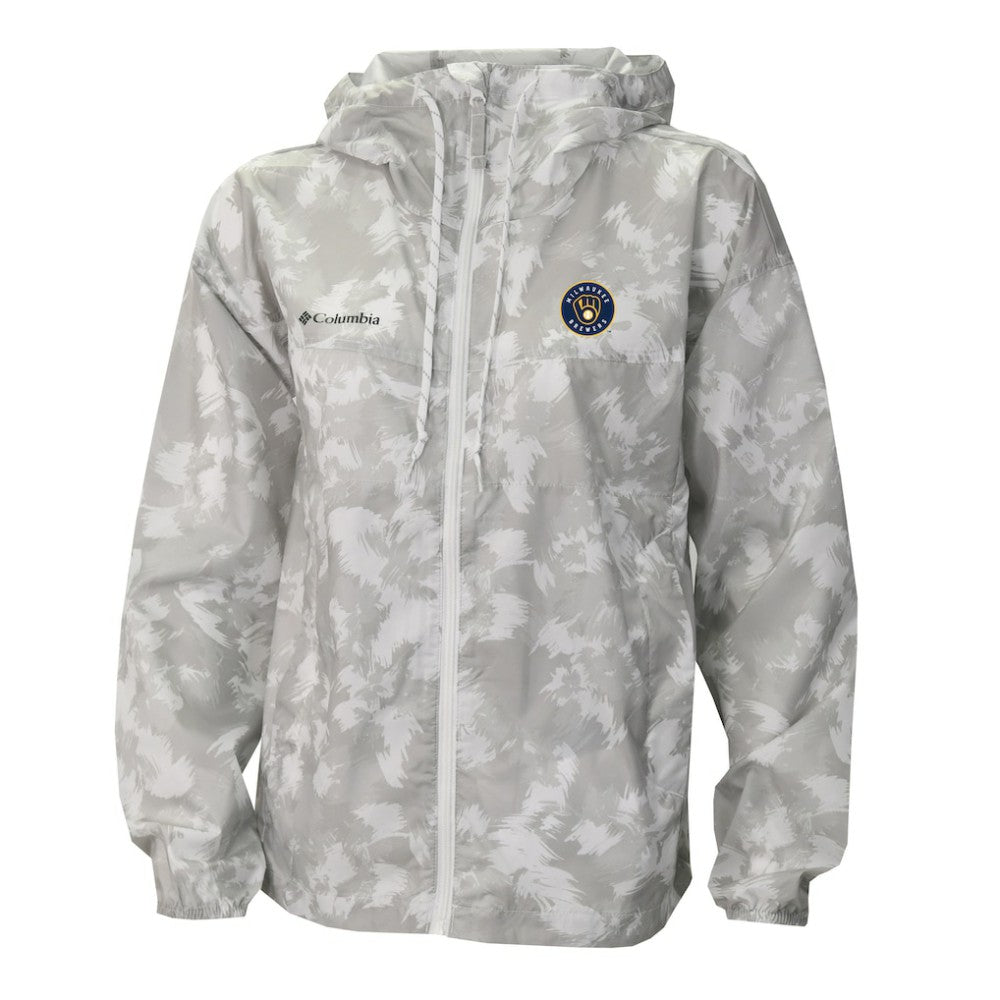 Milwaukee Brewers Women's Flash Challenger Full-Zip Hoodie Windbreaker Jacket Gray/White