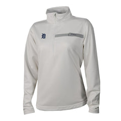 Detroit Tigers Women's Skiff Guide Fleece Half-Zip Pullover Jacket White
