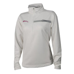 Los Angeles Angels Women's Skiff Guide Fleece Half-Zip Pullover Jacket White