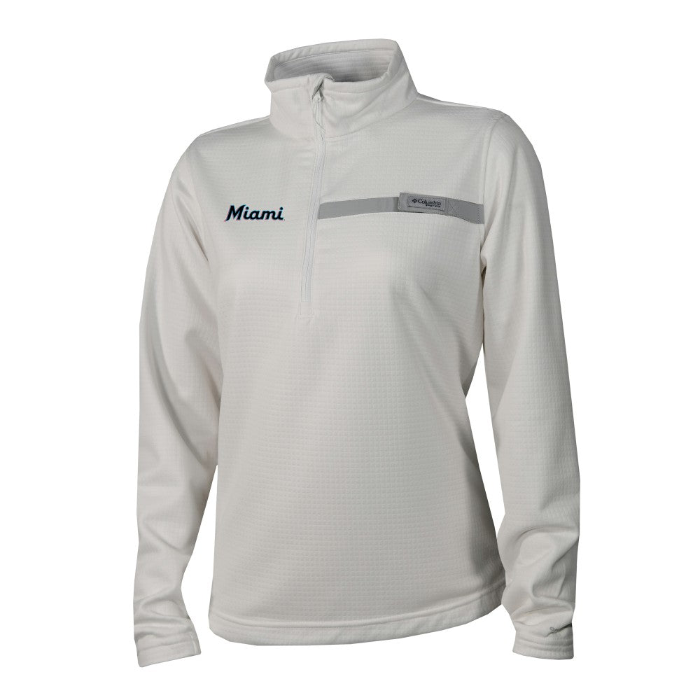 Miami Marlins Women's Skiff Guide Fleece Half-Zip Pullover Jacket White