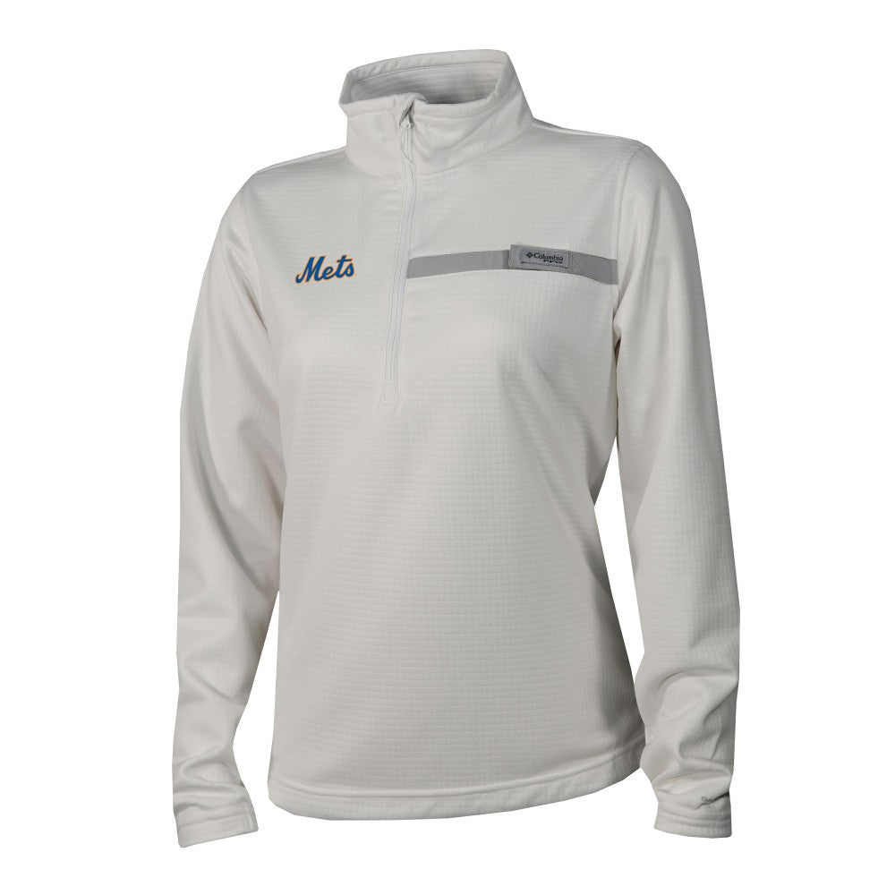 New York Mets Women's Skiff Guide Fleece Half-Zip Pullover Jacket White