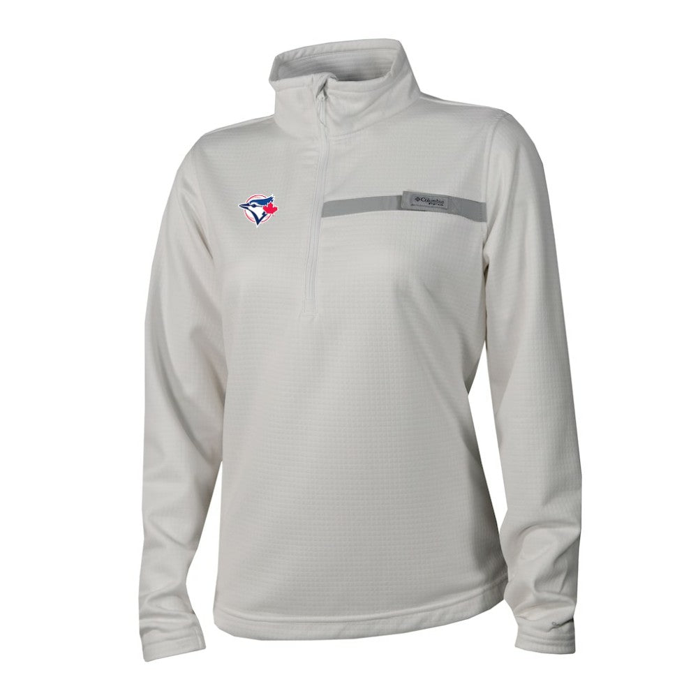 Toronto Blue Jays Women's Skiff Guide Fleece Half-Zip Pullover Jacket White