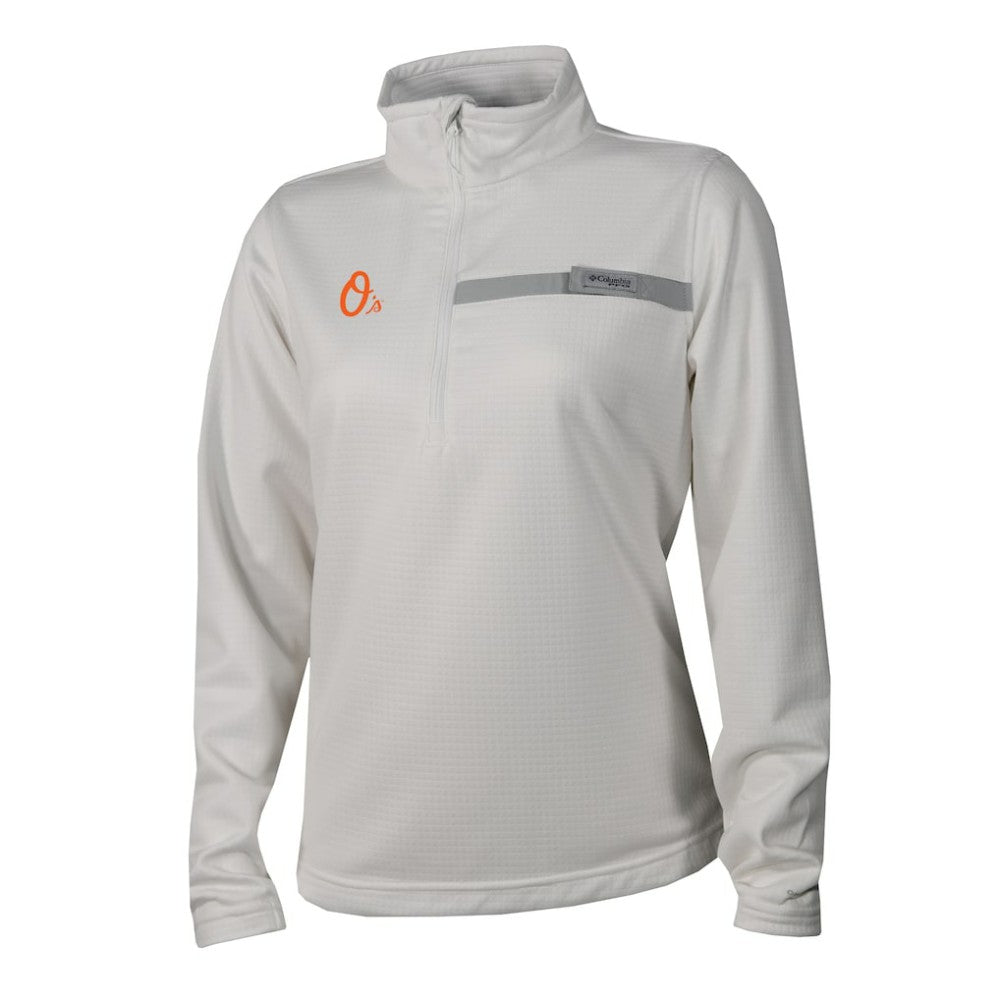 Baltimore Orioles Women's Skiff Guide Fleece Half-Zip Pullover Jacket White