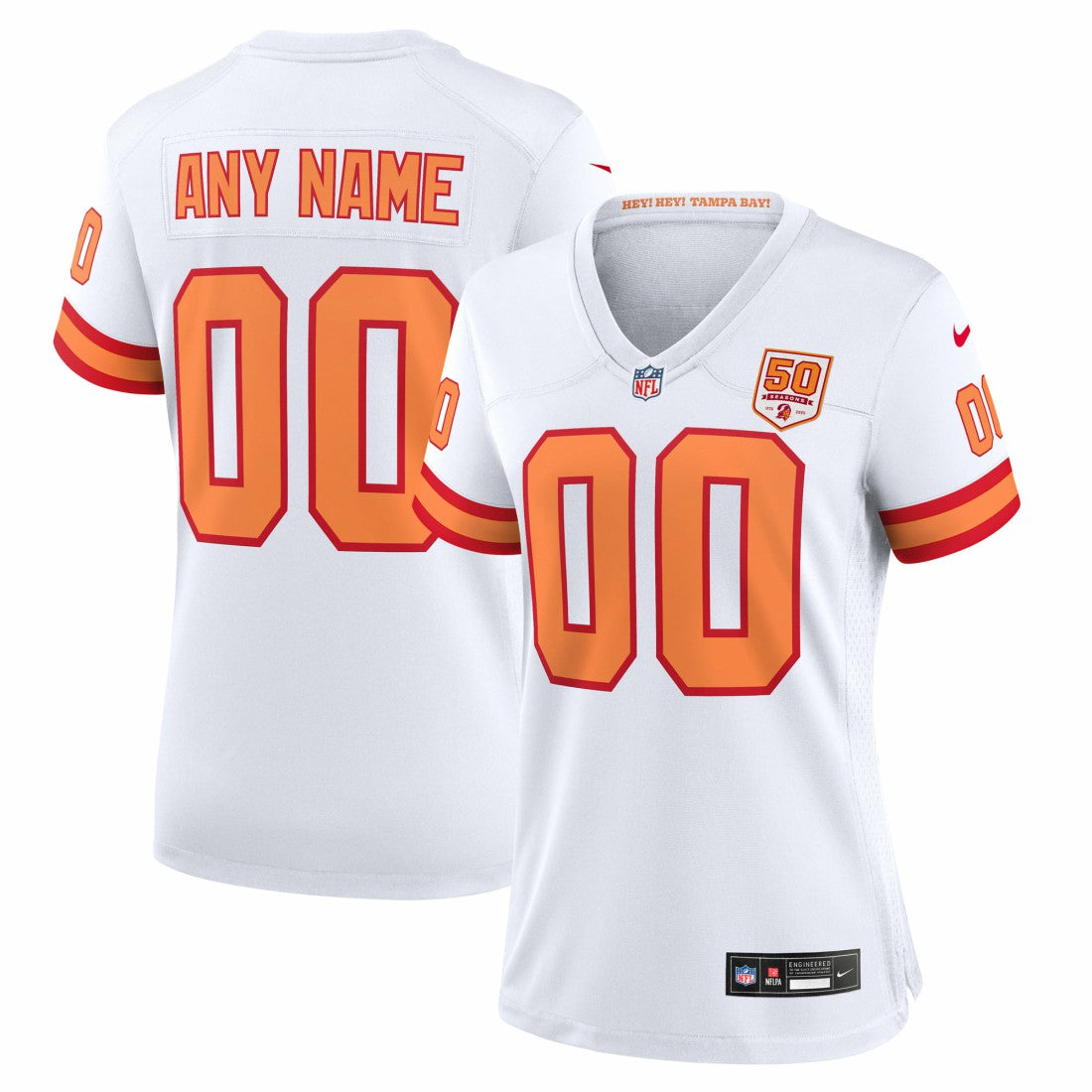 76 Tampa Bay Buccaneers Women's 50th Season Alternate Custom Game Jersey - White cheap