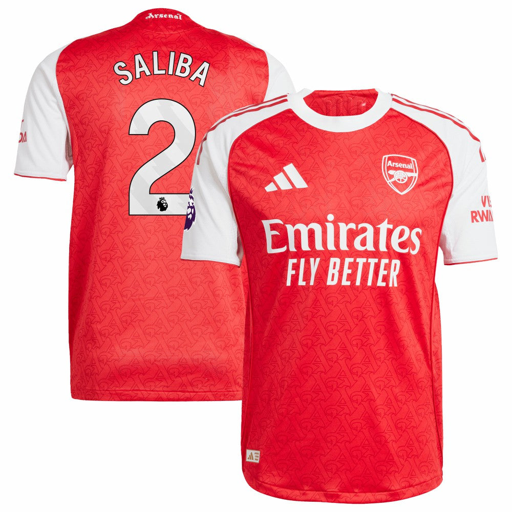 William Saliba Arsenal 2025/26 Home Player Jersey - Red for sale