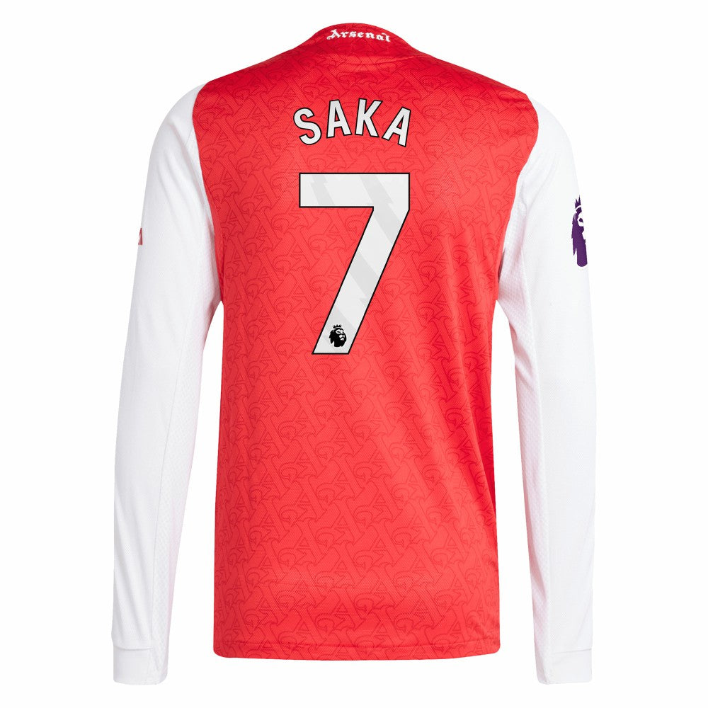 Bukayo Saka Arsenal 2025/26 Home Long Sleeve Player Jersey - Red on sale